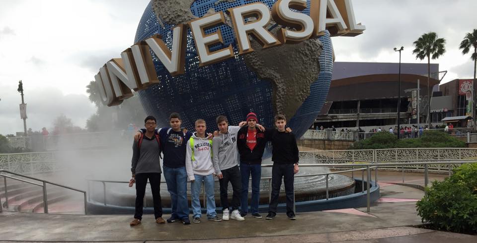 Nikita Zinovyev with friends at Universal Studios