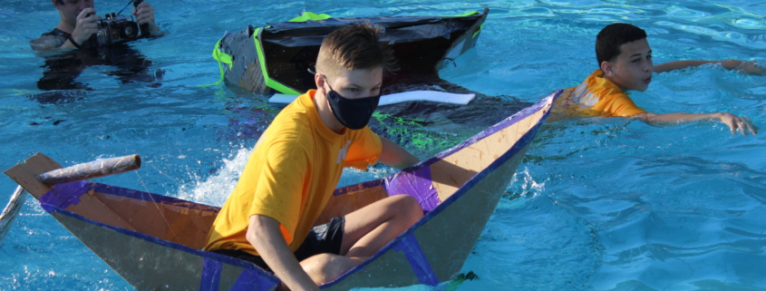 Admiral Farragut Academy Engineering and Naval Science classes compete in Cardboard Regatta