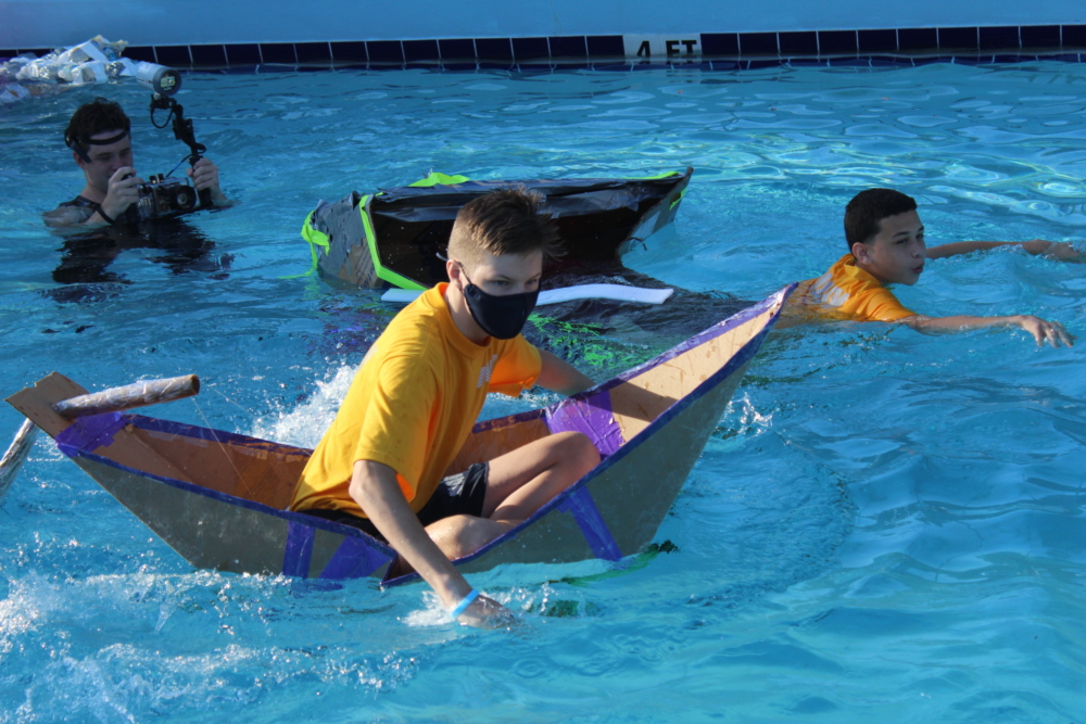 Admiral Farragut Academy Engineering and Naval Science classes compete in Cardboard Regatta