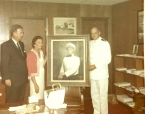 CAPT Orie T. Banks, the Dean of Students at the southern campus from 1953-1987, stands by his portrait