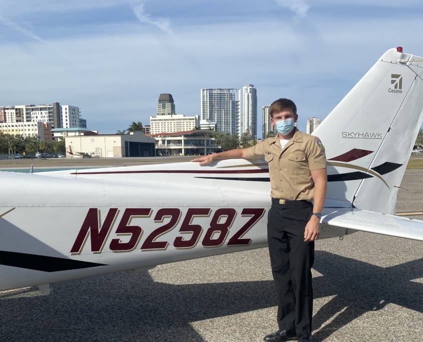 Aviation student Billy Price ‘22 earns solo flight endorsement