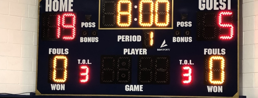 New digital scoreboard in Huntley Gymnasium