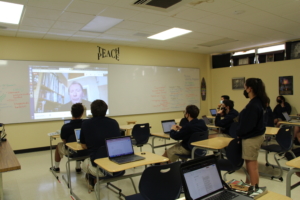 Mrs. Ewing’s senior English Honors class had a virtual Q&A with David Lloyd, an English writer and illustrator best known for V for Vendetta.